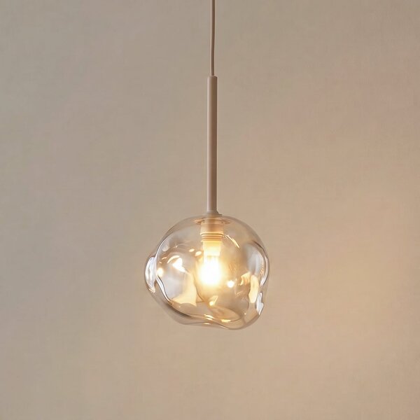 TK Lighting Visoka svetilka Lava, Ø 15 cm, G9, pesek/konjak, steklo, zatemnjen, Bež, Dnevna soba / jedilnica, Steklo, Sodobni