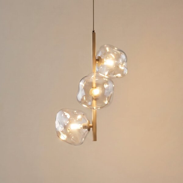 TK Lighting Visoka svetilka Lava, 3-žarilna, Ø 29 cm, pesek/konjak, G9, zatemnjen, Bež, Dnevna soba / jedilnica, Steklo, Sodobni