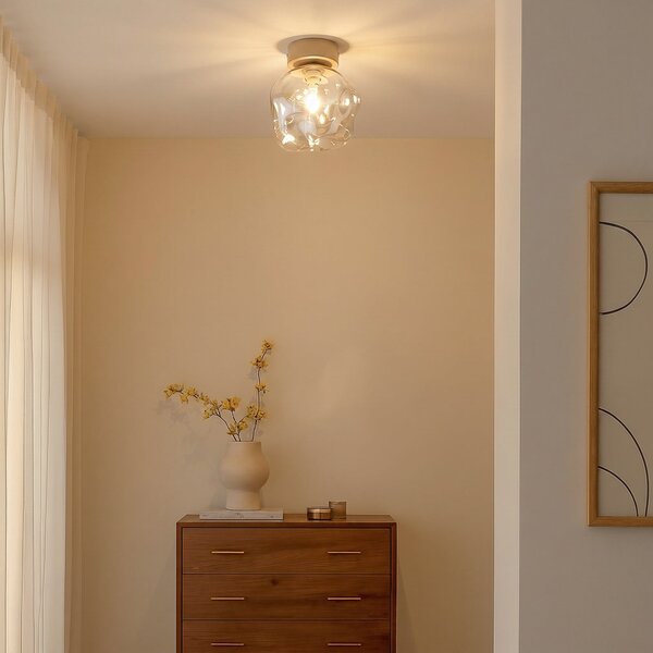 TK Lighting Stropna svetilka Lava, pesek/konjak, steklo, Ø 15 cm, G9, zatemnjen, Bež, Dnevna soba / jedilnica, Steklo, Sodobni
