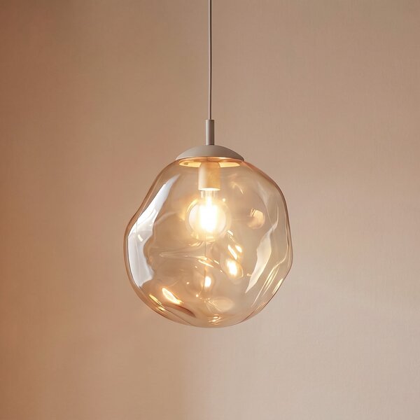 TK Lighting Visoka svetilka Lava, Ø 35 cm, E27, pesek/konjak, steklo, zatemnjen, Bež, Dnevna soba / jedilnica, Steklo, Sodobni