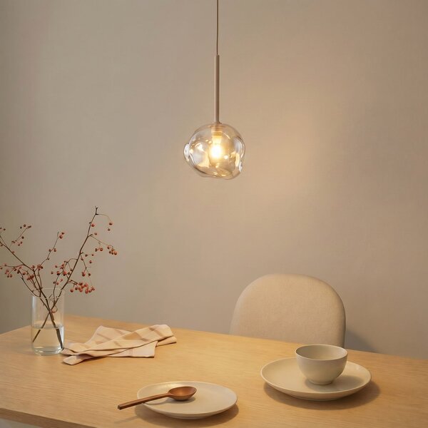 TK Lighting Visoka svetilka Lava, Ø 15 cm, G9, pesek/konjak, steklo, zatemnjen, Bež, Dnevna soba / jedilnica, Steklo, Sodobni