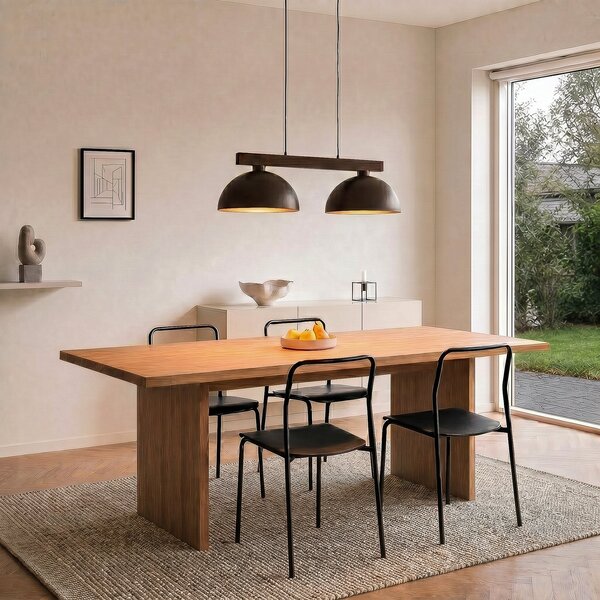 TK Lighting Visoka svetilka Oslo, rjava, z dvema žarnicama, dolžina 83 cm, E27, zatemnjen, Rjava / rjasta, Dnevna soba / jedilnica, Kovina, Sodobni