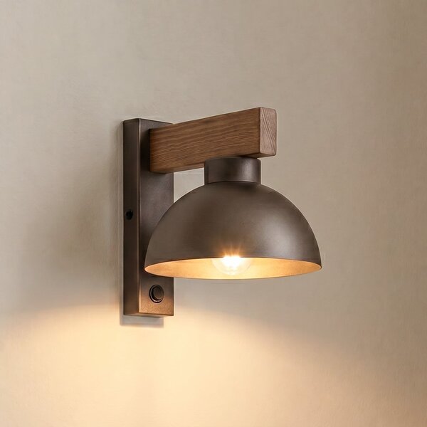 TK Lighting Stenska svetilka Oslo, rjava, kovinska, višina 20 cm, E27, zatemnjen, Rjava / rjasta, Dnevna soba / jedilnica, Kovina, Sodobni