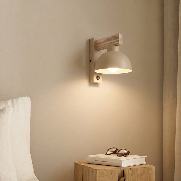TK Lighting Stenska svetilka Oslo, peščene barve, kovinska, višina 20 cm, E27, zatemnjen, Bež, Dnevna soba / jedilnica, Kovina, Sodobni