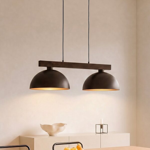 TK Lighting Visoka svetilka Oslo, rjava, z dvema žarnicama, dolžina 83 cm, E27, zatemnjen, Rjava / rjasta, Dnevna soba / jedilnica, Kovina, Sodobni