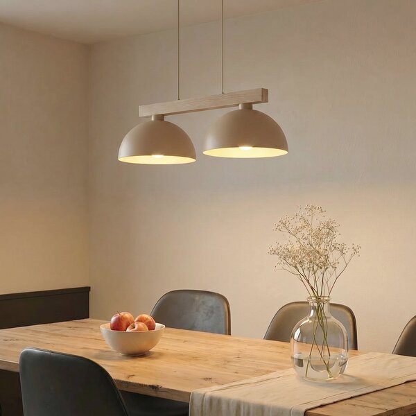 TK Lighting Visoka svetilka Oslo, peščene barve, z dvema žarnicama, dolžina 83 cm, E27, zatemnjen, Bež, Dnevna soba / jedilnica, Kovina, Sodobni