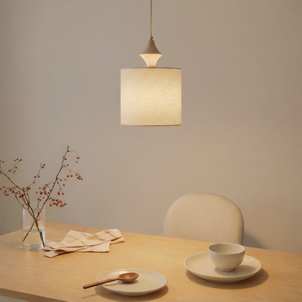 TK Lighting Visoka svetilka Amura, bež/pesek, tkanina, Ø 25 cm, E27, zatemnjen, Bež, Dnevna soba / jedilnica, Tkanine / tekstil, Sodobni