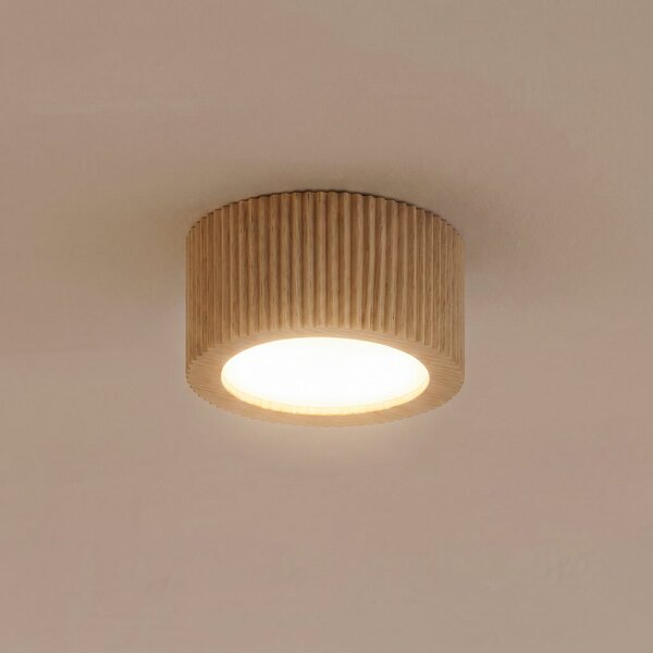 TK Lighting Stropni reflektor Eve, višina 4,5 cm, GX53, les, zatemnjen, Les, Dnevna soba / jedilnica, Les, Sodobni