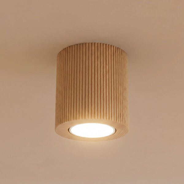 TK Lighting Stropni reflektor Eve, višina 8,5 cm, GU10, les, zatemnjen, Les, Dnevna soba / jedilnica, Les, Sodobni