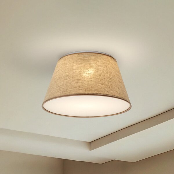 TK Lighting Stropna svetilka Formo, bež, lan, Ø 38 cm, E27, zatemnjen, Bež, Dnevna soba / jedilnica, Tkanine / tekstil, Sodobni