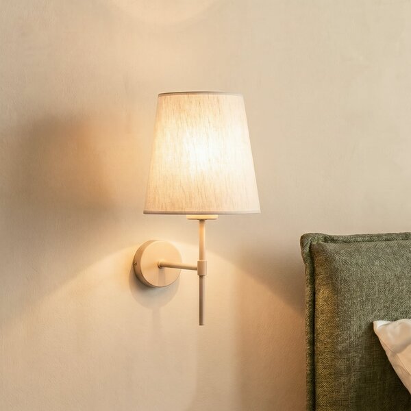 TK Lighting Stenska svetilka Elizabeth, pesek/bež, lan, višina 39 cm, E27, zatemnjen, Bež, Dnevna soba / jedilnica, Tkanine / tekstil, Sodobni