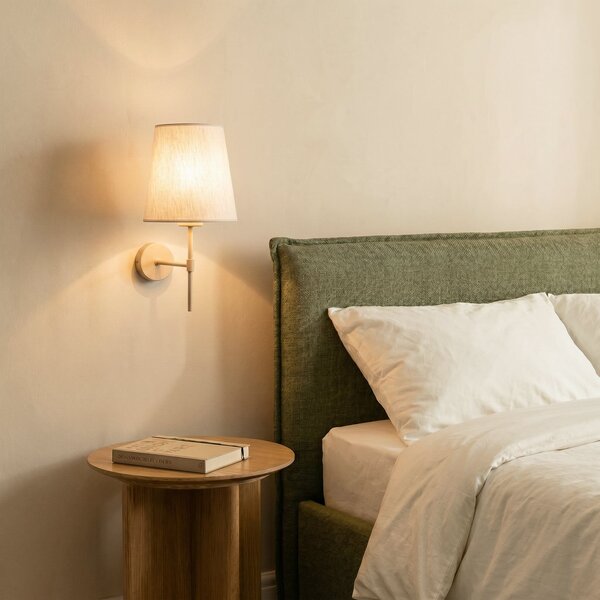 TK Lighting Stenska svetilka Elizabeth, pesek/bež, lan, višina 39 cm, E27, zatemnjen, Bež, Dnevna soba / jedilnica, Tkanine / tekstil, Sodobni