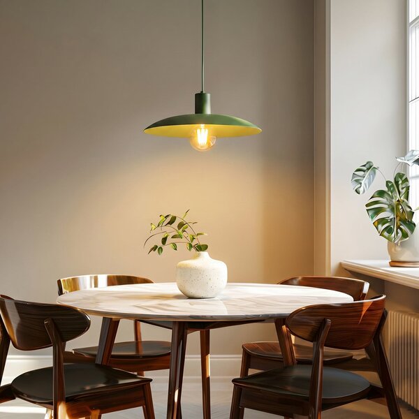 TK Lighting Visoka svetilka Astra, zelena, kovinska, Ø 41 cm, E27, zatemnjen, Zelena, Dnevna soba / jedilnica, Kovina, Sodobni