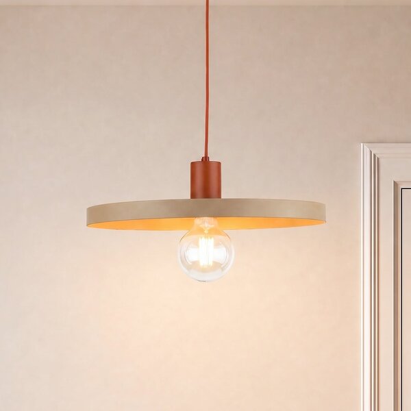 TK Lighting Visoka svetilka Sila, pesek/rdeča, kovina, Ø 45 cm, E27, zatemnjen, Bež, Dnevna soba / jedilnica, Kovina, Sodobni