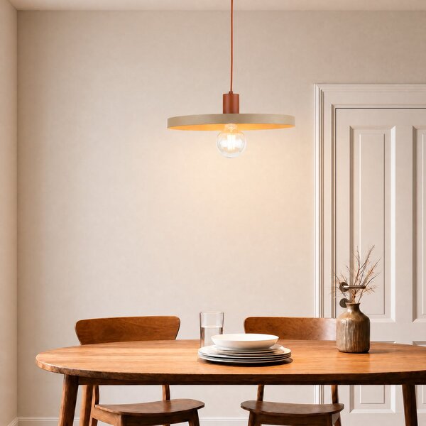 TK Lighting Visoka svetilka Sila, pesek/rdeča, kovina, Ø 45 cm, E27, zatemnjen, Bež, Dnevna soba / jedilnica, Kovina, Sodobni