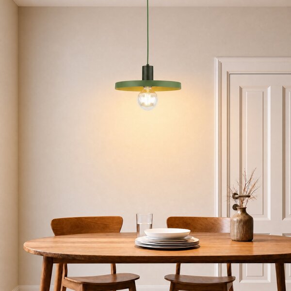 TK Lighting Visoka svetilka Sila, zelena, kovinska, Ø 30 cm, E27, zatemnjen, Zelena, Dnevna soba / jedilnica, Kovina, Sodobni