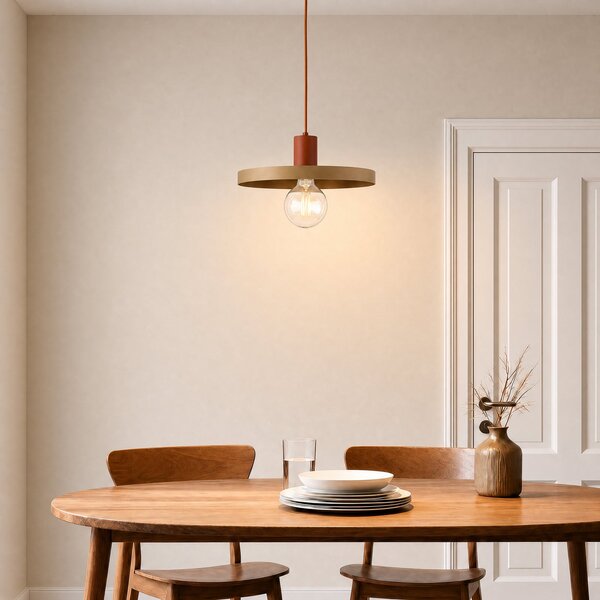 TK Lighting Visoka svetilka Sila, pesek/rdeča, kovina, Ø 30 cm, E27, zatemnjen, Bež, Dnevna soba / jedilnica, Kovina, Sodobni