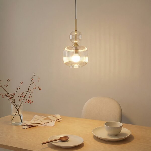 TK Lighting Visoka svetilka Sophia, konjak/črna, steklo, Ø 15 cm, E14, zatemnjen, Siva, Dnevna soba / jedilnica, Steklo, Sodobni
