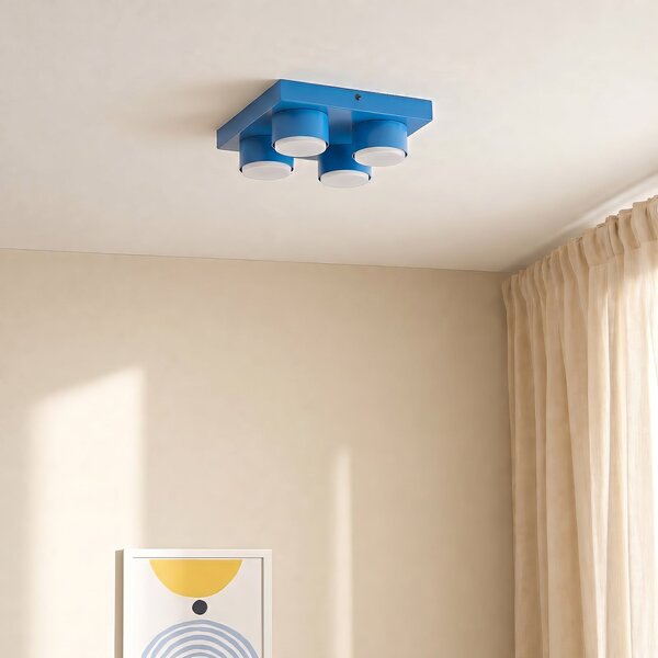 TK Lighting Stropna svetilka Brix, modra, dolžina 23 cm, 4-žarilna, GX53, zatemnjen, Modra, Dnevna soba / jedilnica, Kovina, Sodobni