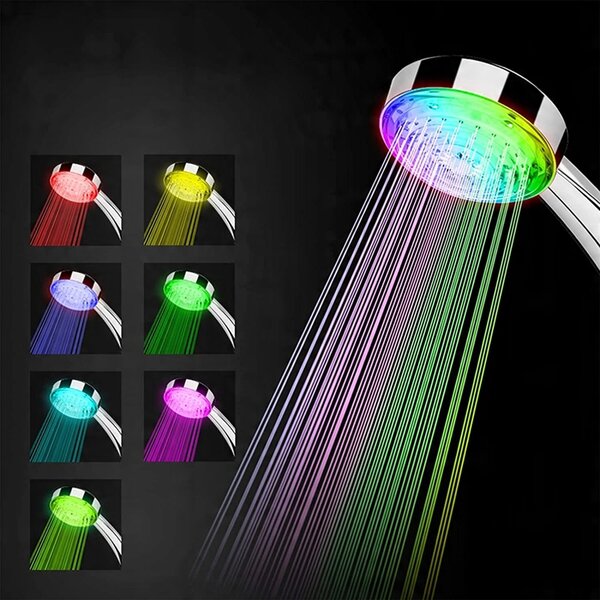 RGB LED tuš ročka krom 7 barv