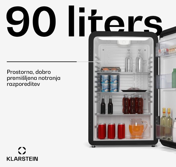 Klarstein Audrey Evo mini hladilnik, 90 l, retro dizajn, tihi, kompakten, 3 barve