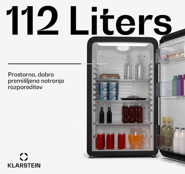 Klarstein Audrey Evo hladilnik, 112 l, retro dizajn, tihi, kompakten, 3 barve