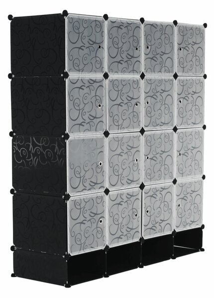 KONDELA Modularni organizator garderobe, črno/mlečno bel, RODAN TIP 2