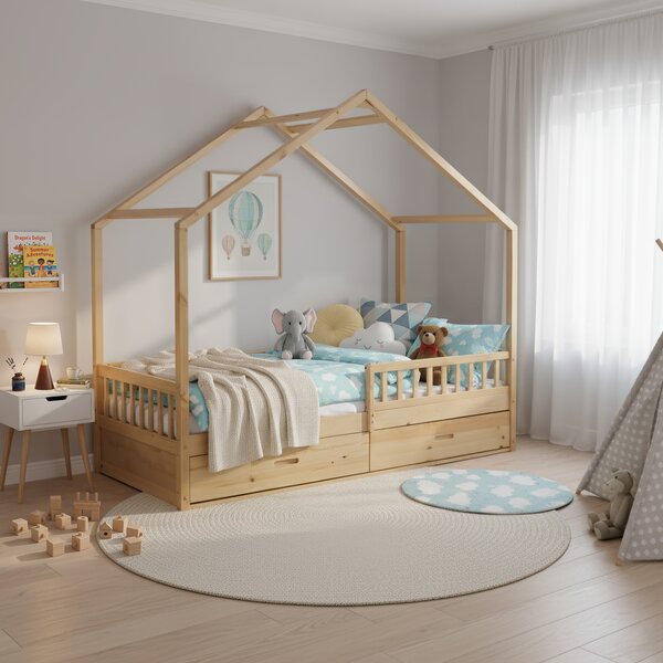 KONDELA Montessori postelja, 90x200, naravna, masivna, BIANKA