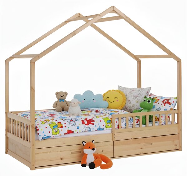 KONDELA Montessori postelja, 90x200, naravna, masivna, BIANKA