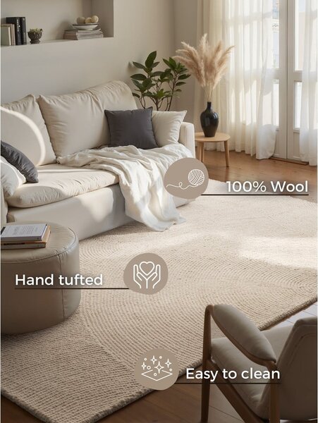 Ročno tkana volnena preproga v svetli naravni barvi 80x150 cm Calmio – Hanse Home
