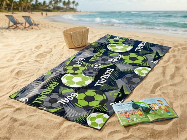 Hitro sušeča XL plažna brisača GOAL pisana 100 x 180 cm, 100% mikrotkanina
