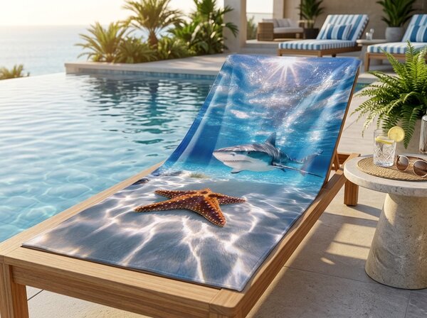 Hitro sušeča se plažna brisača AQUALIS modra 70 x 140 cm, 100% mikrotkanina