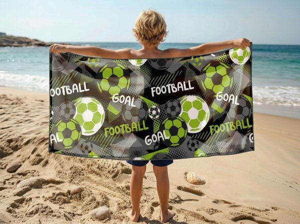 Hitro sušeča XL plažna brisača GOAL pisana 100 x 180 cm, 100% mikrotkanina