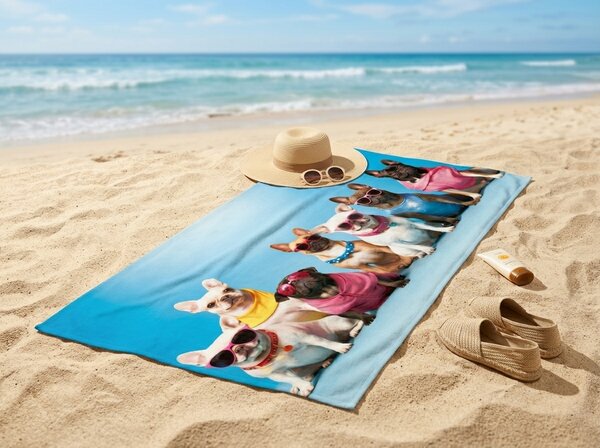 Hitrosušeča XL plažna brisača BULLDORIA barvna 100 x 180 cm, 100% mikrotkanina