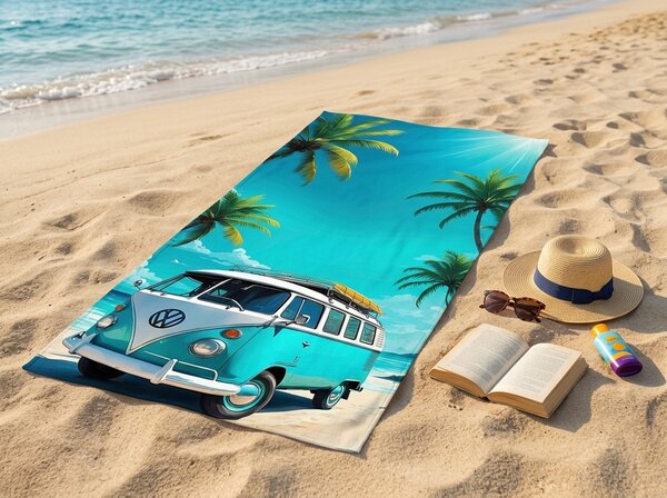 Hitrosušeča plažna brisača BREEZIO turkizna 70 x 140 cm, 100% mikrotkanina
