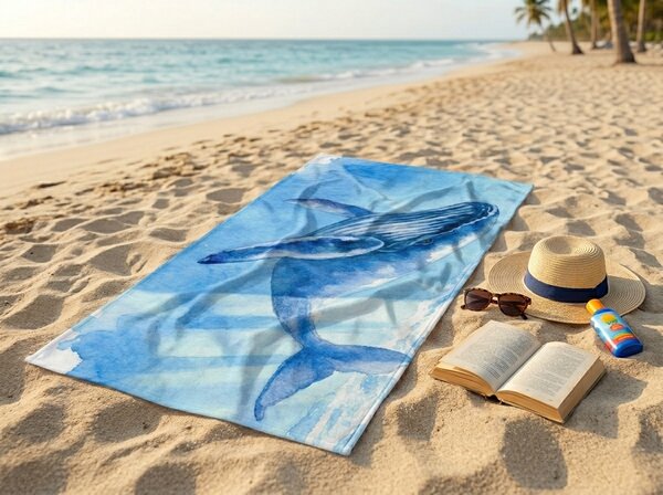 Hitrosušeča plažna brisača BALEANA modra 70 x 140 cm, 100% mikrotkanina