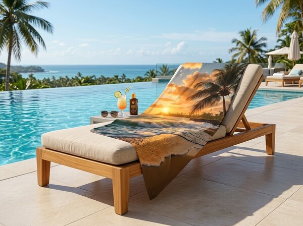 Hitro sušeča plažna brisača SUNSETA pisana 70 x 140 cm, 100% mikrotkanina