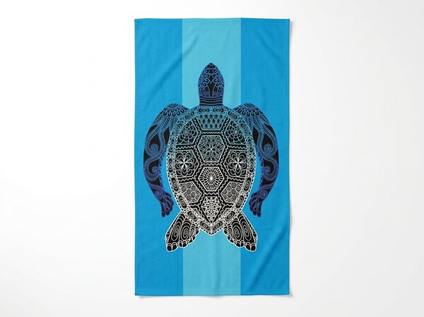 Hitro sušeča XXL plažna brisača SHELL GEM modra 150 x 210 cm, 100% mikrotkanina