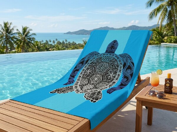 Hitro sušeča XXL plažna brisača SHELL GEM modra 150 x 210 cm, 100% mikrotkanina
