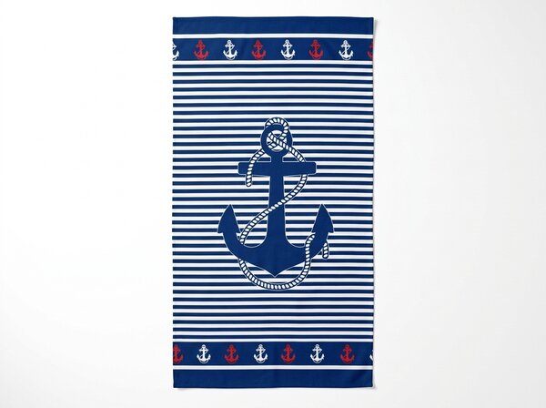 Hitrosušeča se plažna brisača MARITIMO modro-bela 70 x 140 cm, 100% mikrotkanina