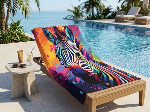 Hitrosušeča XL plažna brisača ZEBRINA barvna 100 x 180 cm, 100% mikrotkanina