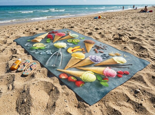 Hitro sušeča XXL plažna brisača GELATTO barvna 150 x 210 cm, 100% mikrotkanina