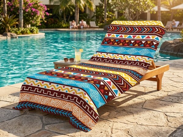 Hitrosušeča XXL pisana plažna brisača AZTECA 150 x 210 cm, 100% mikrotkanina