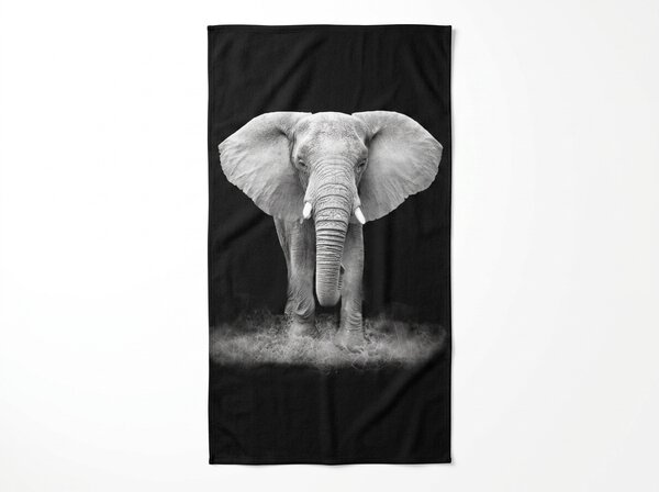 Hitrosušeča XXL plažna brisača ELEPHOS črno-siva 150 x 210 cm, 100% mikrotkanina