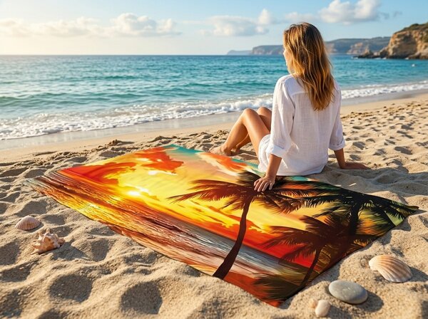 Hitrosušeča XXL plažna brisača AURORIA barvna 150 x 210 cm, 100% mikrotkanina