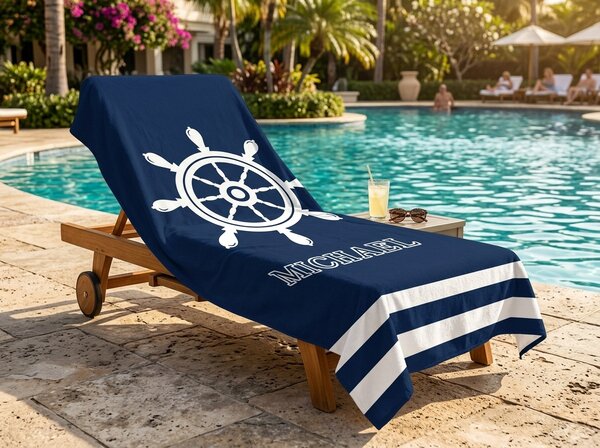 Hitro sušeča XXL plažna brisača HELMORA modro-bela 150 x 210 cm, 100% mikrotkanina