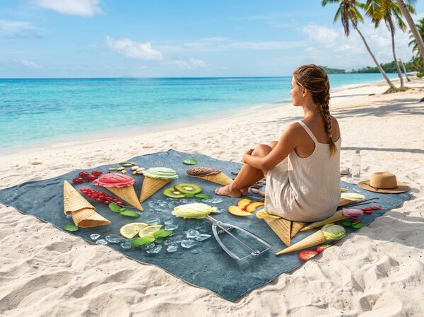 Hitro sušeča XXL plažna brisača GELATTO barvna 150 x 210 cm, 100% mikrotkanina