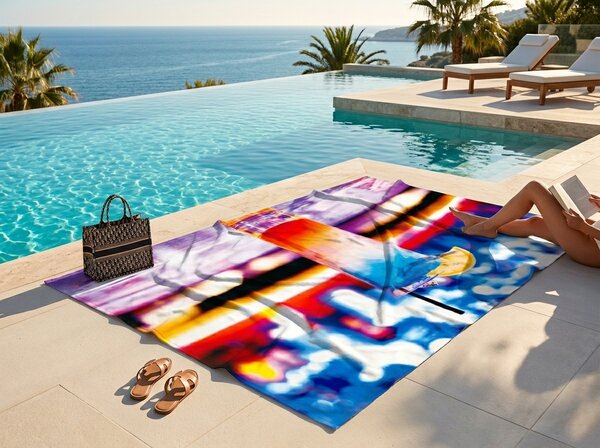 Hitrosušeča XXL plažna brisača FRIZZEL barvna 150 x 210 cm, 100% mikrotkanina