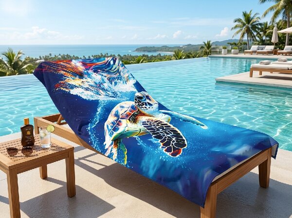 Hitrosušeča XXL plažna brisača CHELONIA modra 150 x 210 cm, 100% mikrotkanina