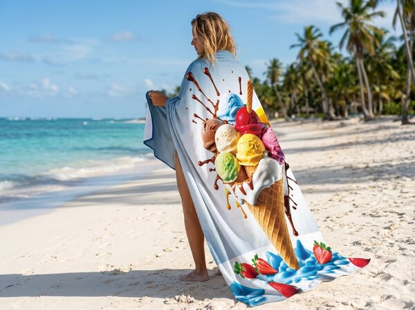 Hitrosušeča XXL plažna brisača DOLCINO barvna 150 x 210 cm, 100% mikrotkanina